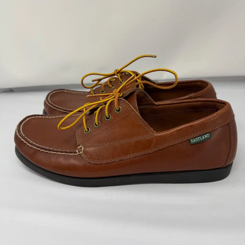 Eastland Falmouth Camp Moc Shoes 10 Brown Leather Oxford Memory Foam Boat Shoes